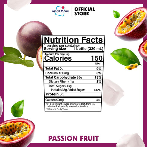 (6 Mogu Mogu Drink Passion Fruit Bottles) Delicious drinks made with nata de coco (coconut jelly). Fun chewable juice