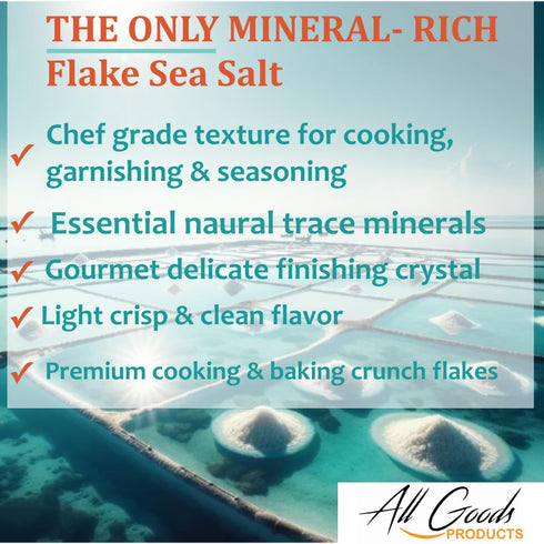 4oz (114gr.) All Goods Tazmanian Mineral Flaky Sea Salt for Cooking & Pastry-Grade, Elevate Cookies, Breads & Desserts
