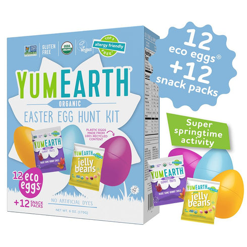 12 Packs Gummy YumEarth Easter Egg Hunt Kit - Eggs with Individually Wrapped Candy Snack - Organic Fruits & Jelly Beans
