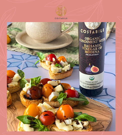 8.45 Oz (250 ml) Costabile Fig Balsamic Vinegar Organic of Modena, Aged Made in Italy, Natural Blend, Thick Texture