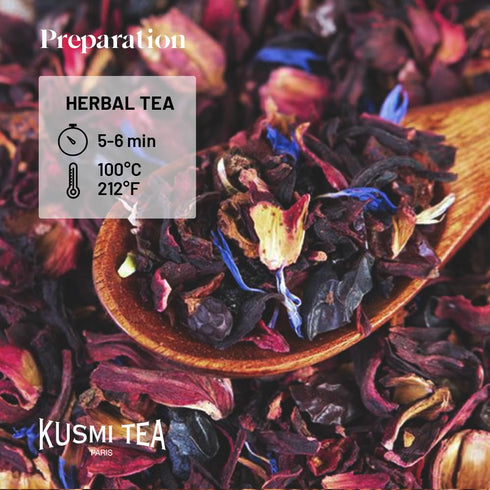 Kusmi Tea - AquaFrutti - Organic Blend of Hibiscus, Pomegranate, Apple, Blackcurrant & Goji Berries, Loose Leaf Tea