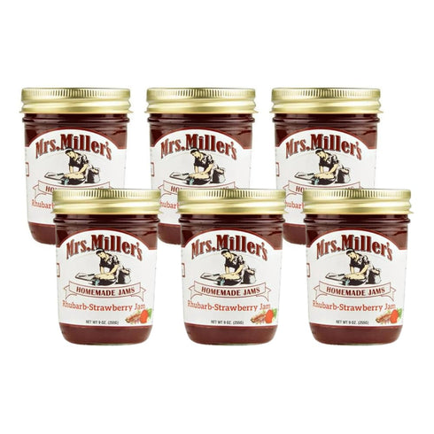 CPG.IO Mrs. Miller's Rhubarb Strawberry Jam 9 Ounce (Pack of 6)