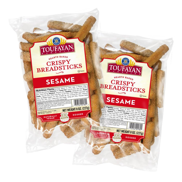 Toufayan Sesame Breadsticks - Crispy Oven-Baked Breadsticks with Sesame Seeds - Kosher