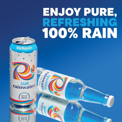 100% (16 oz Pack 12) Richard's Rainwater Still Canned Water, Rain, Naturally Purified Drinking Water fl Aluminum Cans