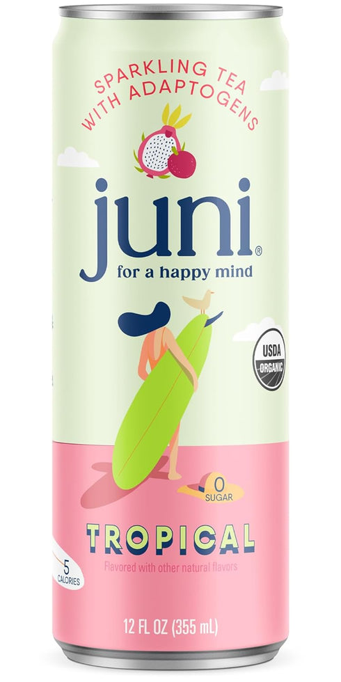 Juni Sparkling Adaptogen Drink with Ashwagandha, Lions Mane & Reishi Mushrooms, Zero