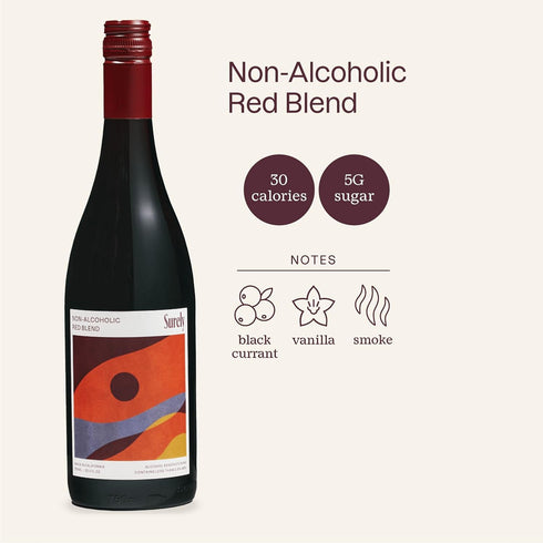5g 30 750ml (25 oz) Surely Non Alcoholic Wine, Red Blend, Alcohol-Removed Red Wine, Sugar, Calories, De-alcoholized