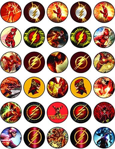 30 x Edible Cupcake Toppers Themed Speed Hero Collection of Edible Cake Decorations on Wafer Sheet