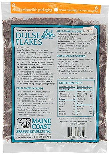 TESTEL 4oz. (Pack 2) Dulse Flakes - Certified Organic- Sea Vegetables, washed, Pure Vegan- Maine Coast
