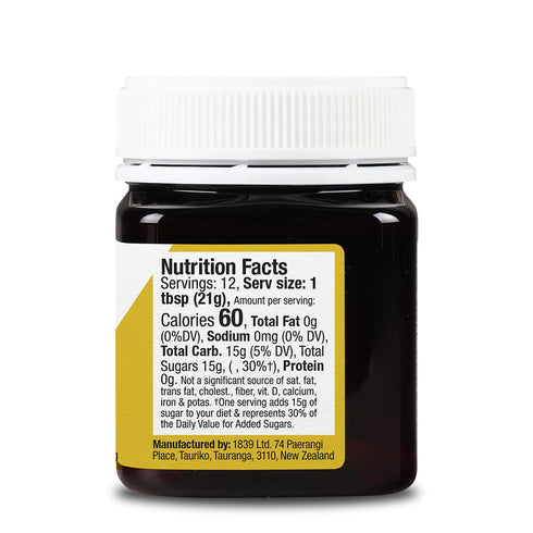 1839 15+ 525+ 100% 250g Triple-Churned Raw Mnuka Honey UMF | MGO | Rich Texture | New Zealand Origin |