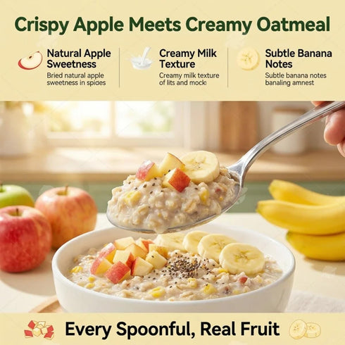 xapuo 500g 3 Chia Seeds Apple Banana Milk Oatmeal, Instant Hot Cereal, Ways To Prepare, Quick Breakfast For Home Office