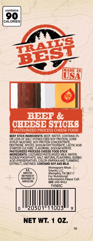 Packs 1oz (20 Count) Trail's Best Twin Beef and Cheese - Each