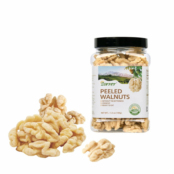 Zorrer Premium Peeled Walnuts Halves, Skinless Raw Walnuts Texture, Sweet, Crisp, No