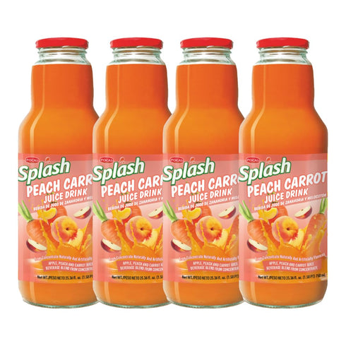Pocas SPLASH Peach Carrot Juice Drink 750ml, 4 Pack