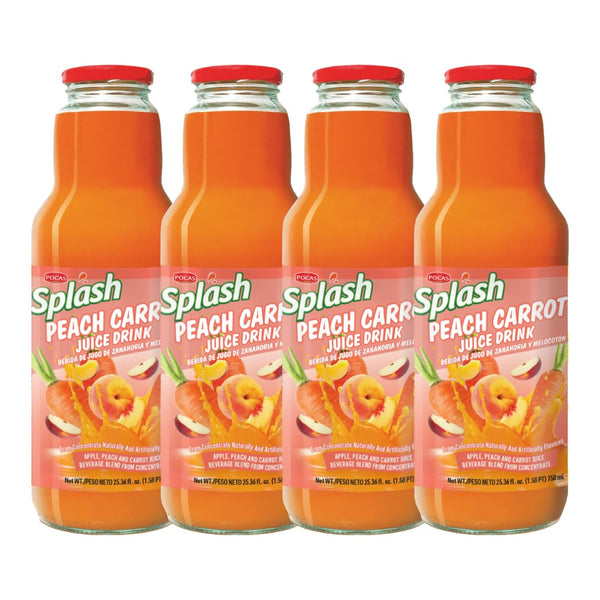 Pocas SPLASH Peach Carrot Juice Drink 750ml, 4 Pack