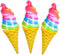 Inflatable Ice Cream Cones, Set of 3 Blow-up Rainbow Swirl Treats, 36"