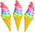 Inflatable Ice Cream Cones, Set of 3 Blow-up Rainbow Swirl Treats, 36"