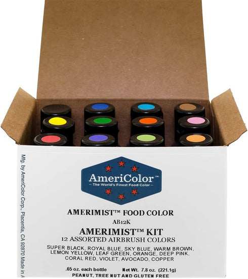 Food Coloring AmeriColor AmeriMist Airbrush Kit, 12 .65 Ounce Bottles