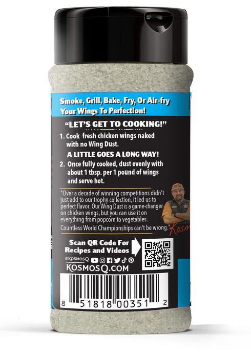 Kosmos Q Salt & Vinegar Chicken Wing Seasoning, 8 Oz Shaker Bottle, Savory & Tangy Flavor for Wings, Popcorn, Fries &