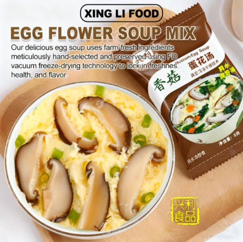 Packets, 0.3 (20 Pack) Egg Flower Soup Mix, Shiitake Mushroom Soup Vegetable Mix, Ounce