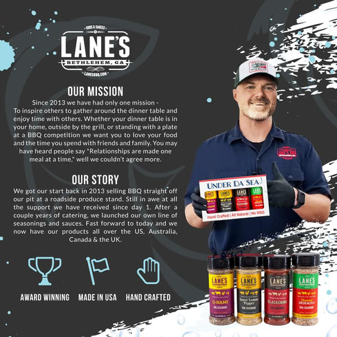Set, 4 Set Lane's Under Da Sea Gift All-Natural Rubs Gift of Blackened Seasoning, Honey Sriracha Seasoning, Sweet Heat