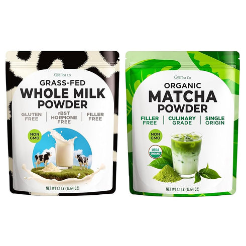 Gya Tea Co Whole Milk Powder & Matcha Powder Set - Non-GMO,