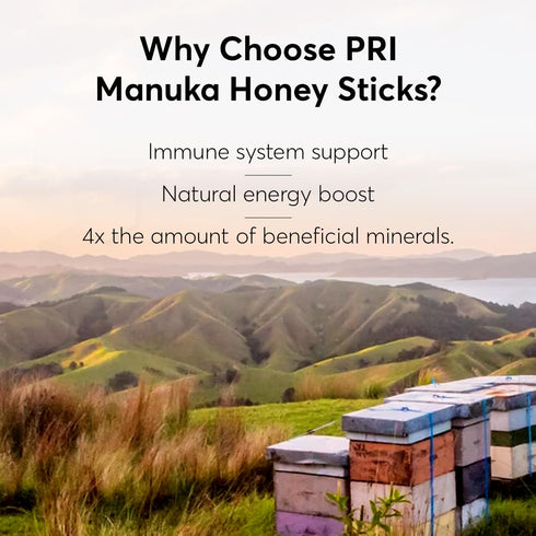 P.R.I Manuka Honey Sticks, Certified MGO 60+, Raw New Zealand Manuka Honey, 10ct, Perfect for On-the-Go