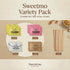 Sweetmo Packets Pack 300 Count Sugar Variety - Sucralose, Raw Sugar, Saccharin, Cane Sugar with Wooden Stirrers