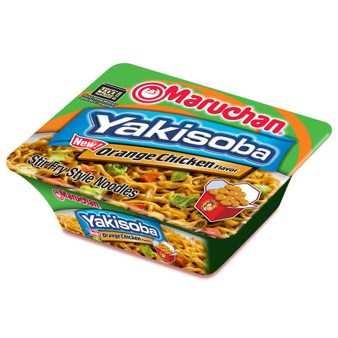 4.23 Oz. (8 Pack) Maruchan Yakisoba, Orange Chicken Flavor Stir-Fried Japanese Instant Ramen Noodles, High Protein
