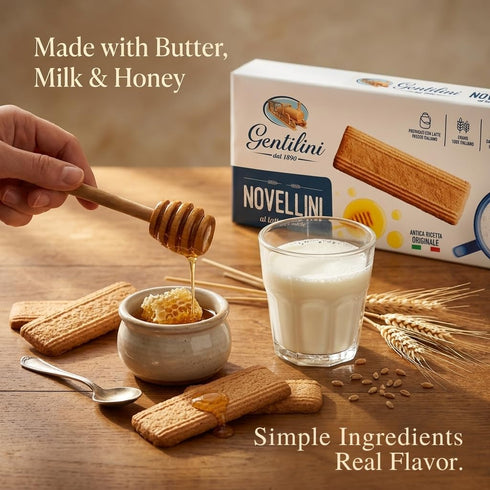 Gentilini 8 Pack (8.8 oz 250 Novellini Italian Biscotti Cookies, Milk & Honey, / g Each) Imported from Italy, Classic