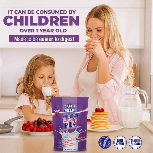 16oz (1 Pack) Nonfat Dry Milk Powder for Baking & Coffee - Fat Free & Lactose Free Powder for Adults, Non-GMO, rBST