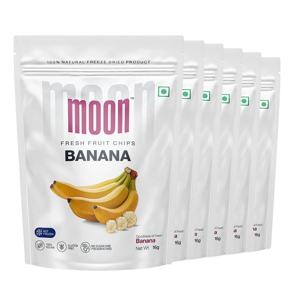 MOON Freeze-Dried Banana, Pack of 6 (0.56 Ounce each), Total 3.38 Ounce, Crispy