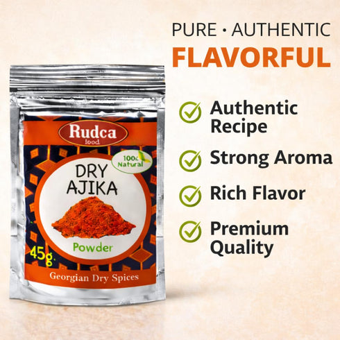 45 Rudca Food Dry Adjika Traditional Georgian Spice Blend, Aromatic Savory Seasoning Powder, Garlic Herb Mix, g