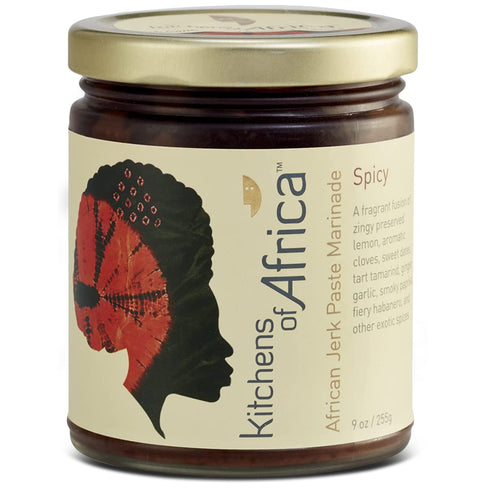 Kitchens of Africa Jerk Seasoning Paste 9 oz with Preserved Lemon, Dates, Tamarind, Dijon Mustard, Aromatic Spices