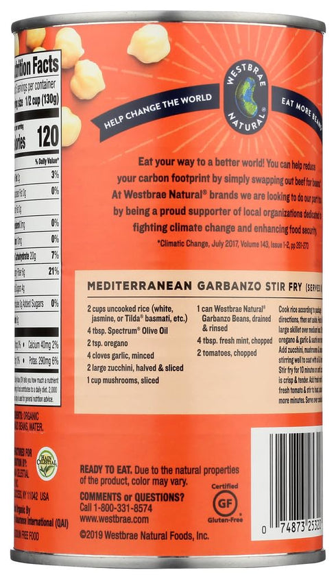 Beans-25 Oz-2 Pack Westbrae Organic Garbanzo