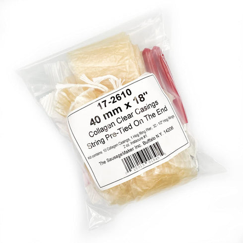 40mm (1 5/8") 18" #1 The Sausage Maker - x Collagen Casing Kit - Includes Sausage Casings, Pliers, Hog Rings and Insta
