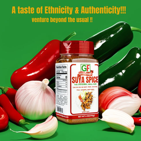 Geenafoods Suya pepper, African( Nigerian & Ghanaian)-Inspired Seasoning pepper Blend for Beef and Steak Grilling .