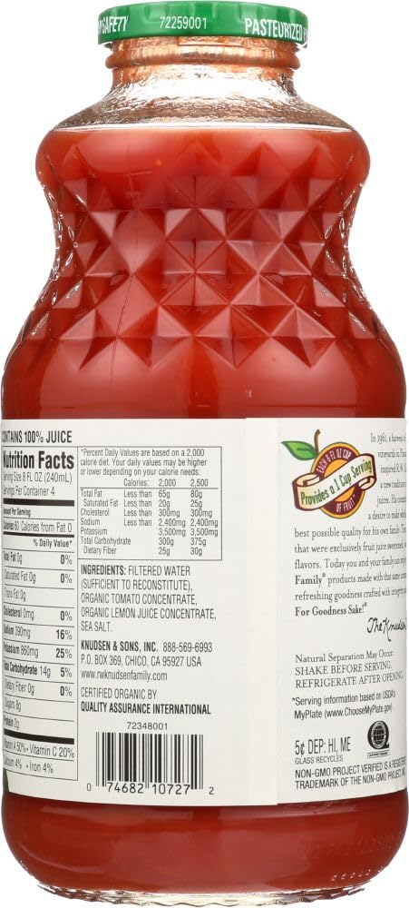 32 6 Knudsen Organic Tomato Juice, Ounce - per case.