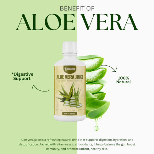 Kurandero 32 oz (946ml) - Aloe Vera Juice - fl - Unflavored and Gluten Free Drink Aloe Vera Leaf Juice and Inner Leaf
