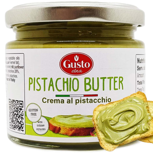 GUSTO ETNA Sicilian Pistachio Cream 35% Pistachios, Sweet Spreadable Butter, 6.7 oz