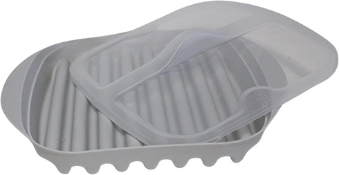 Compact Microwave Bacon, Sausage Meat & Poultry Cooking Tray with Protective Splatter Lid - BPA-Free, Innovative