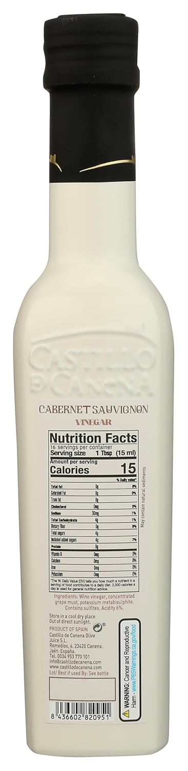 8.5 oz 6% Castillo de Canena Cabernet Sauvignon Wine Vinegar | fl | Aged Spanish from Andaluca | Rich Ruby Flavor |