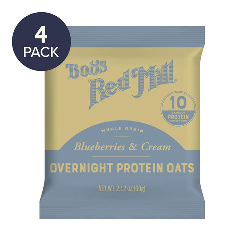 16 Packets Bob's Red Mill Overnight Protein Oats, Blueberries & Cream, Total, Non-GMO, Gluten Free, Whole Grain