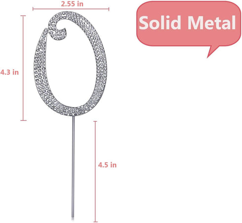 MAGJUCHE Silver 10" Crystal Cake Topper, Number 10 Rhinestones for 10th Birthday or Anniversary Party Decoration