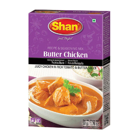 Shan Butter Chicken Recipe and Seasoning Mix 1.76 oz (50g) - Spice Powder for Juicy Chicken in Sauce