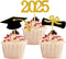 2025 Graduation Cupcake Toppers, 48 PCS Food/Appetizer Picks, Grad Cap Set, Diploma, Mini Cake Decorations