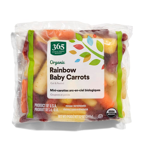 365 by Whole Foods Market, Organic Rainbow Baby Carrots, Cut & Peeled,