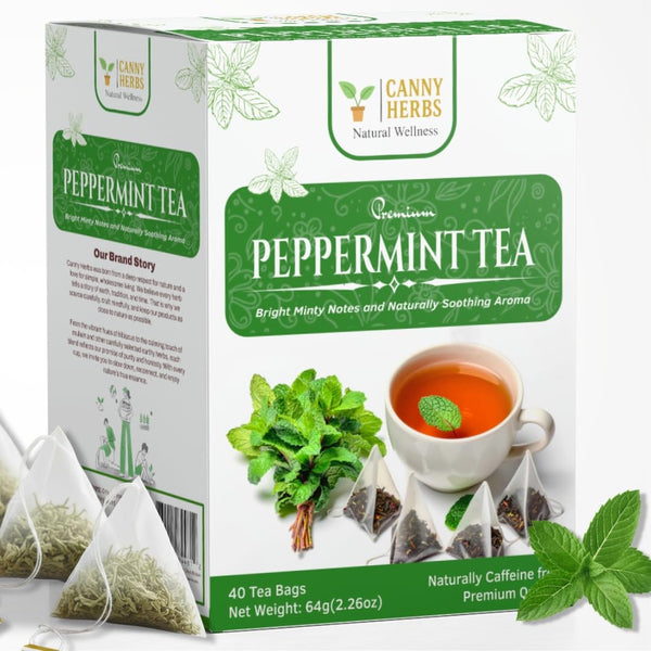 Canny Herbs Peppermint Tea, Mint Tea Bags 40 Teabags, Herbal, Mint Leaves,