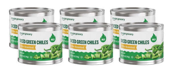 Amazon Fresh, Diced Green Chili Peppers, Mild, 4 Oz (Pack of 6)