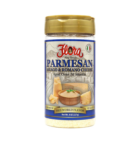 Flora 3 Cheese Shaker | Parmesan, Asiago & Romano (8oz Shaker -