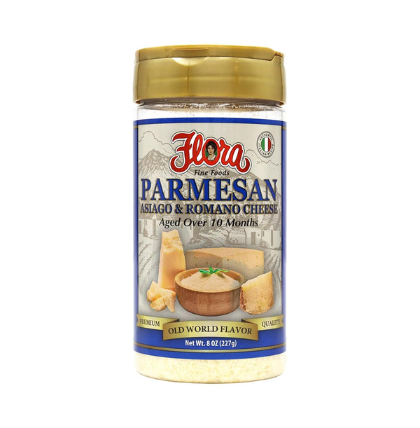 Flora 3 Cheese Shaker | Parmesan, Asiago & Romano (8oz Shaker -